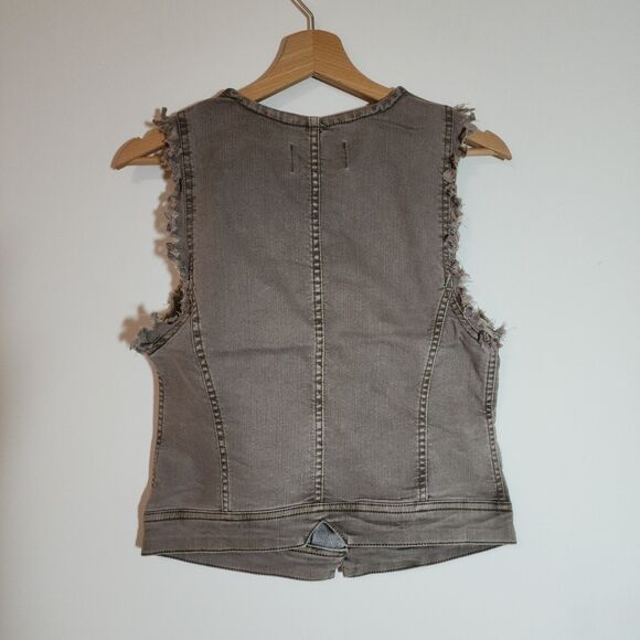 BKE Womens Asymmetrical Sleeveless Jacket Size S Gray Vest Detachable Hood - Picture 4 of 12